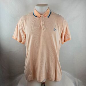 Original Penguin Shirt Mens Large Orange Peach Polo Casual Preppy Classiccore